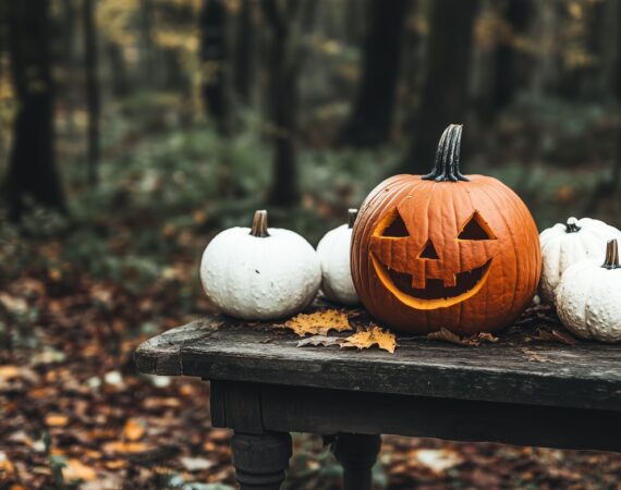 Atmospheric,Photo,Of,Halloween,Pumpkin,In,Autumn,Forest.,Pumpkin.,Halloween.
